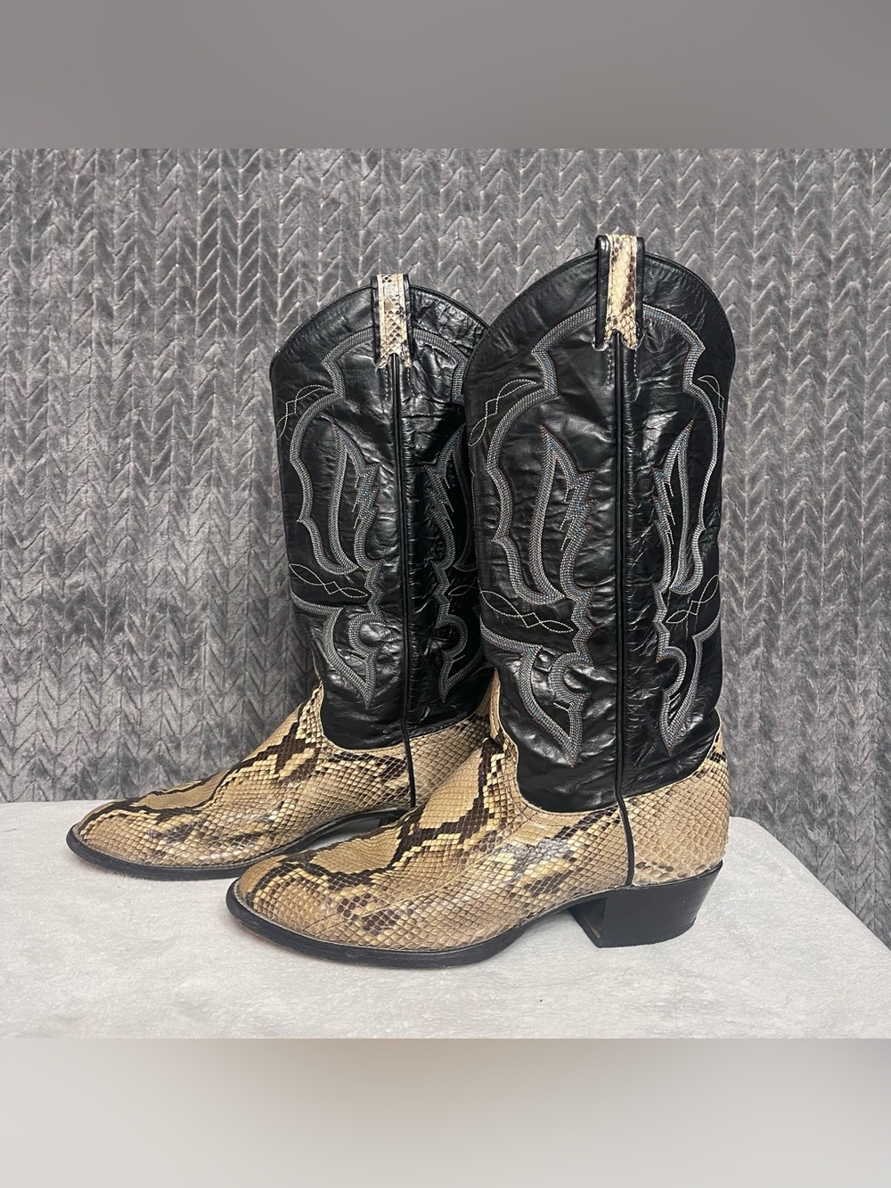 Vintage Larry Mahan Snakeskin Python Cowboy Boots Men's Size 9 D Made In Texas